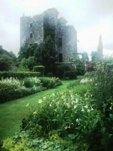 A ruined castle in a historic site in the Lake District