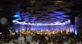 The Boston Pops warm up in the Tanglewood Shed.