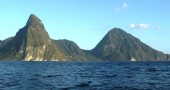 Sailing past the Pitons, St. Lucia