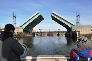 The drawbridge goes up for the R.V. Oceanic