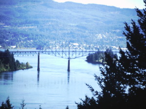 The Eagle creek trail is near the Bridge of the Gods, which crosses the Columbia River at Cascade Locks, Oregon.