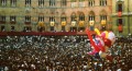 Palio crowds fill Piazza il Campo in Siena Italy