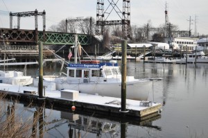 The R.V. Oceanic at the dock at the Norwalk Maritime Aquarium.