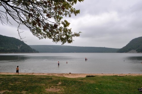 Devils Lake ion a quiet late summer day. 