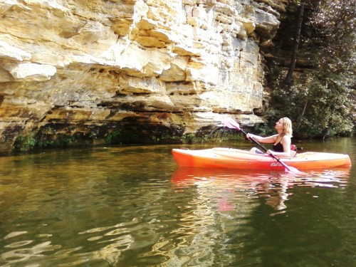 The bluffs at Mirror Lake are made of sandstone deposited here 500 million years ago. 