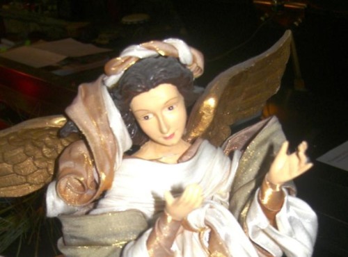 An angel bought while on a trip to the Swiss Christmas markets on Lake Geneva.