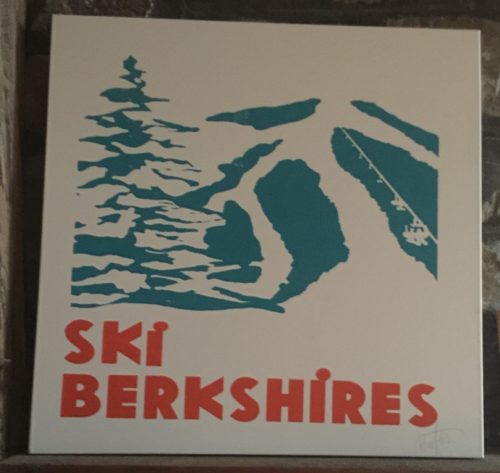 This hand-printed lithograph celebrates Berkshire County ski areas. 