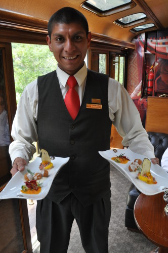 A tasting menu is served on the Inca Princess/