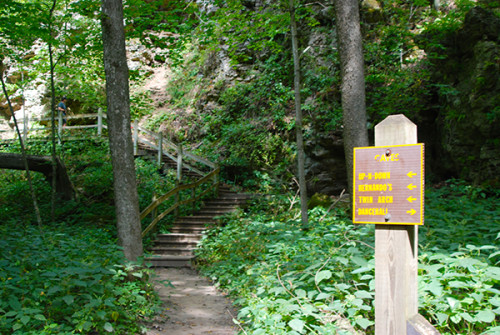 Staircases lead to trails leading to cave entrances (Sandra Friend)
