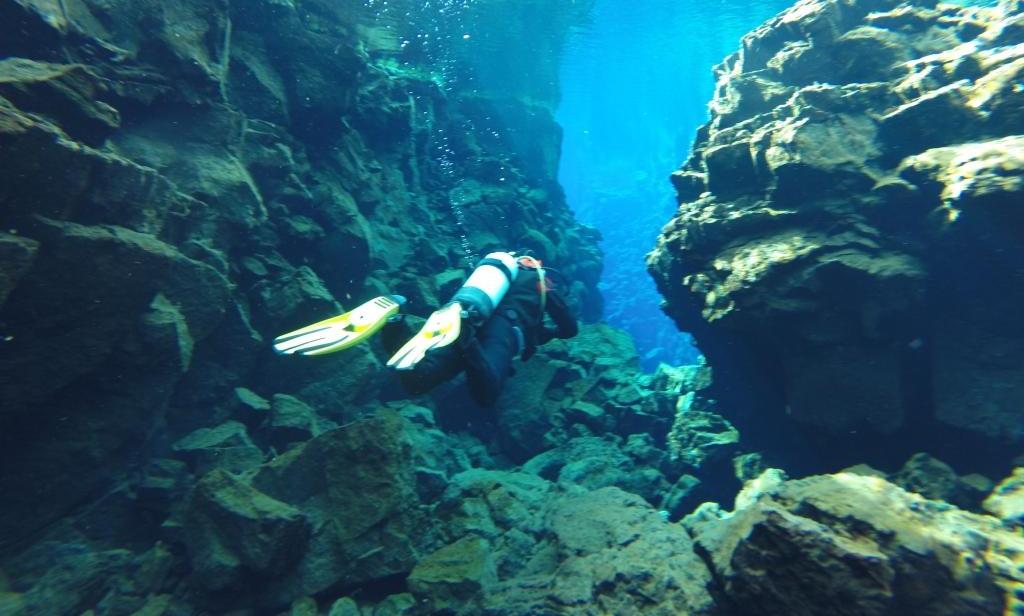 Diving Silfra, Iceland, between the Continental Plates